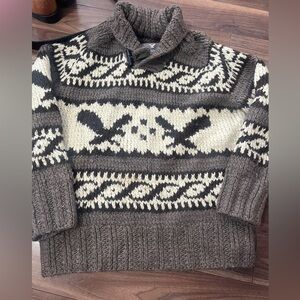 American eagle wool blend soft sweater brown and cream men’s chunky knit XL